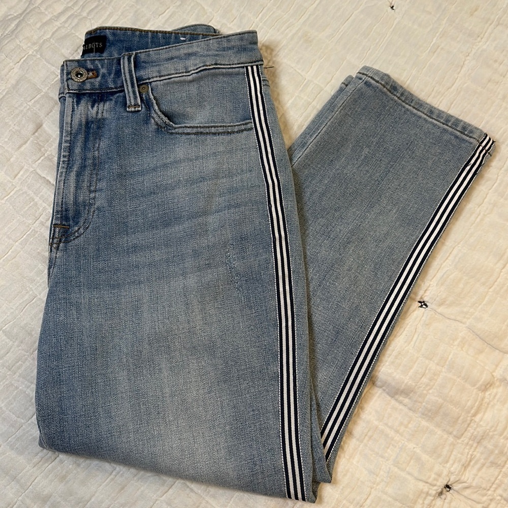 Talbots Modern Ankle Striped Straight Denim Light/Medium Wash Jean Size 6P